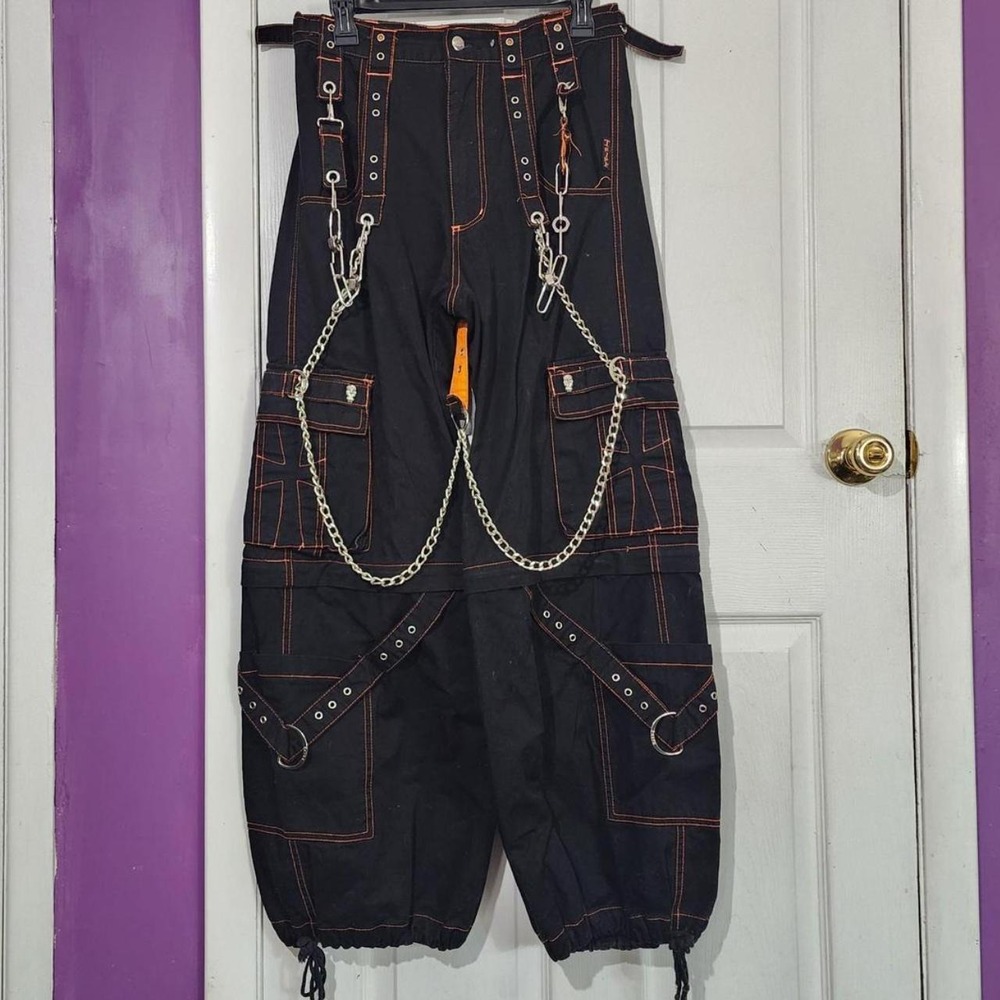 Vintage Black & Orange Goth Cyber Pant